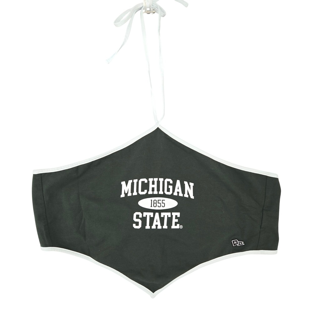 Hype & Vice Michigan State Halter Top Women Green Bandana Crop Collegiate